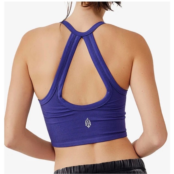 NWT FREE PEOPLE FREE THROW HENLEY BRALETTE IN DARK BLUE, SIZE MEDIUM - Picture 2 of 2